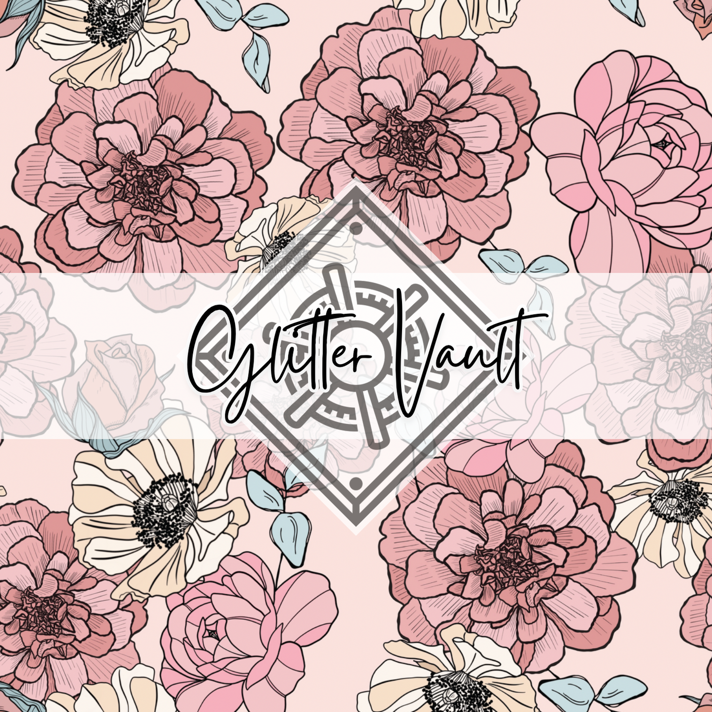 #1139 - Pastel Flowers Vinyl Print - Large
