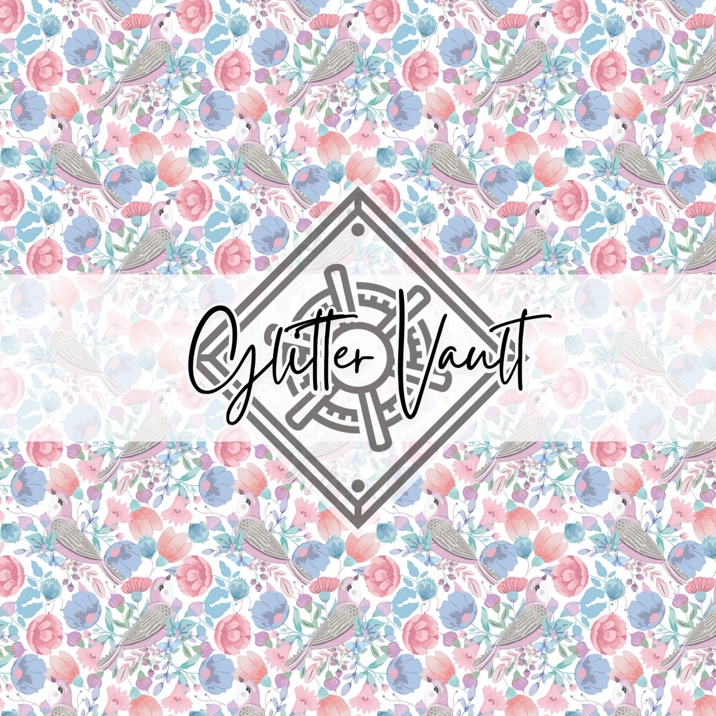 #1102 - Purples Foliage With Birds Vinyl Print