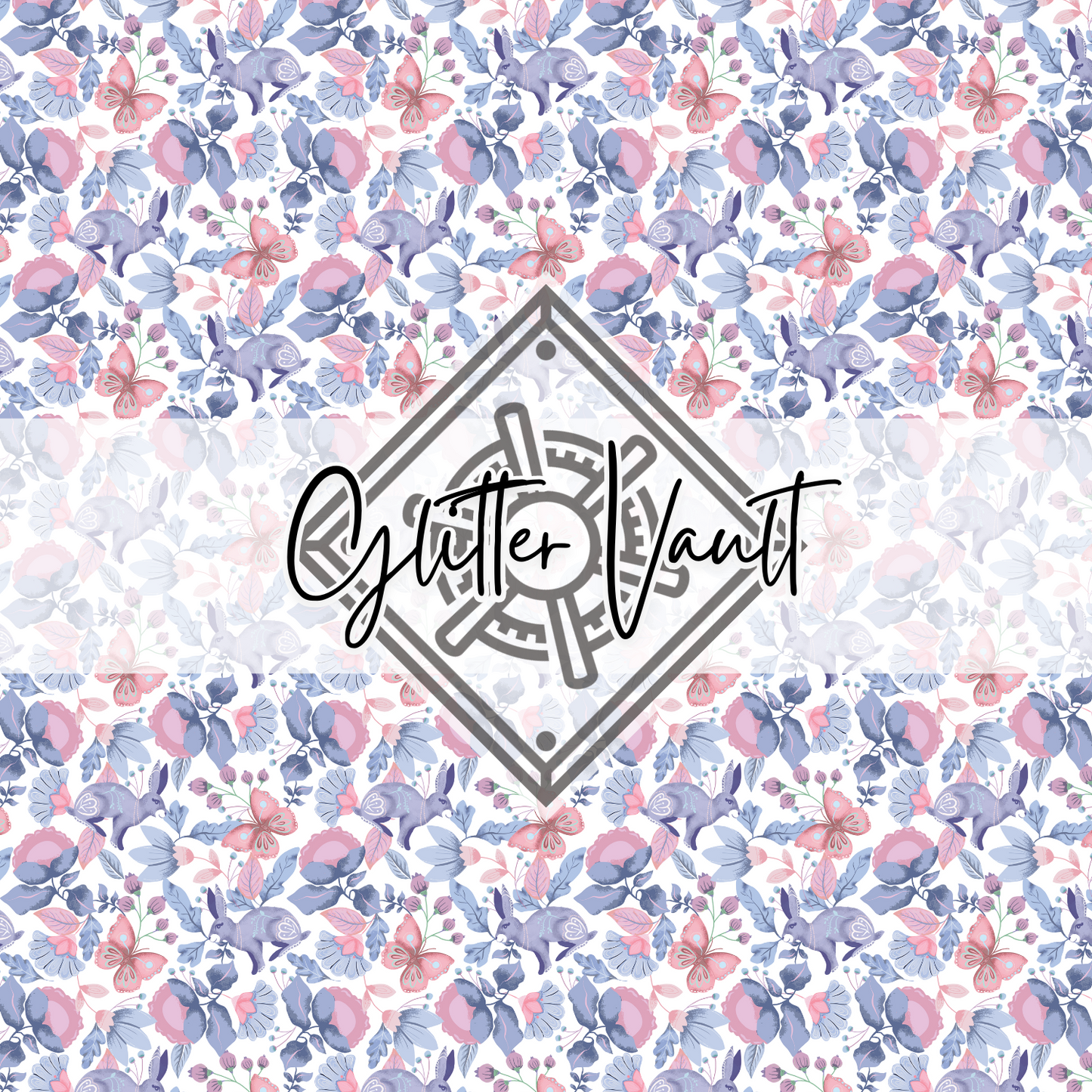 #1104 - Purples Foliage With Bunnies Vinyl Print