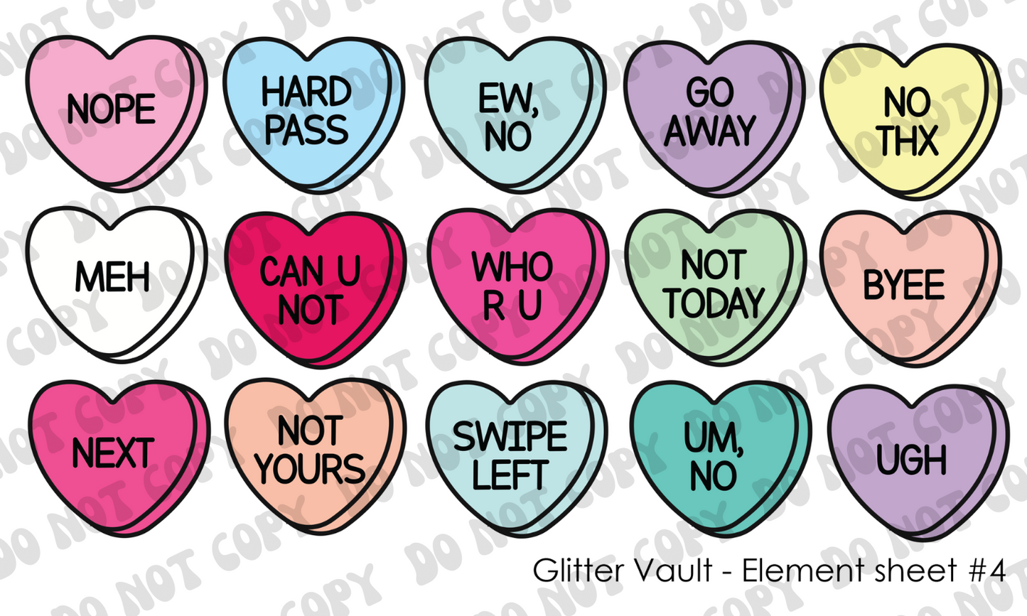 Conversation Hearts - Element Sheet #4
