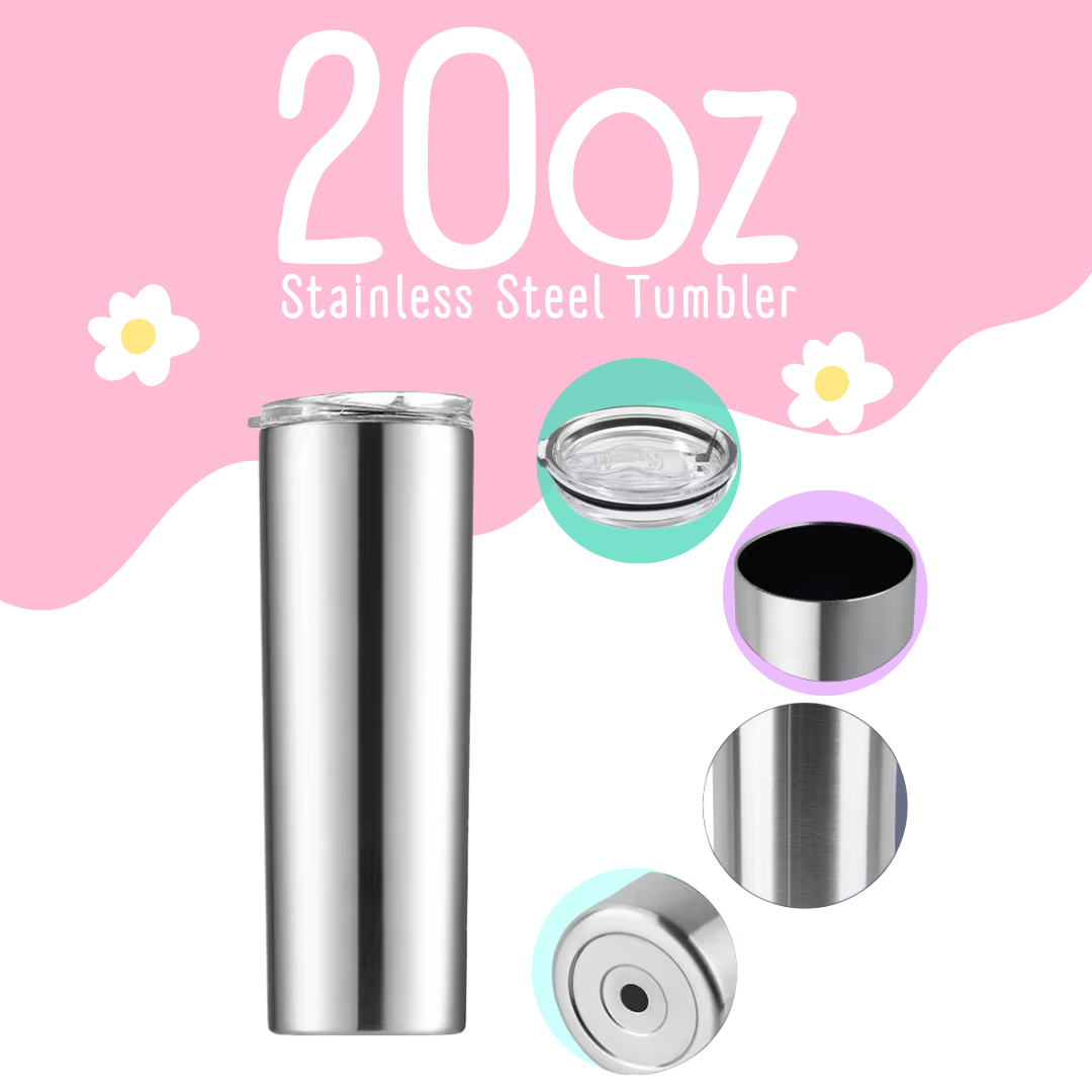 20oz Skinny Straight Stainless Steel Tumbler - Non Sub
