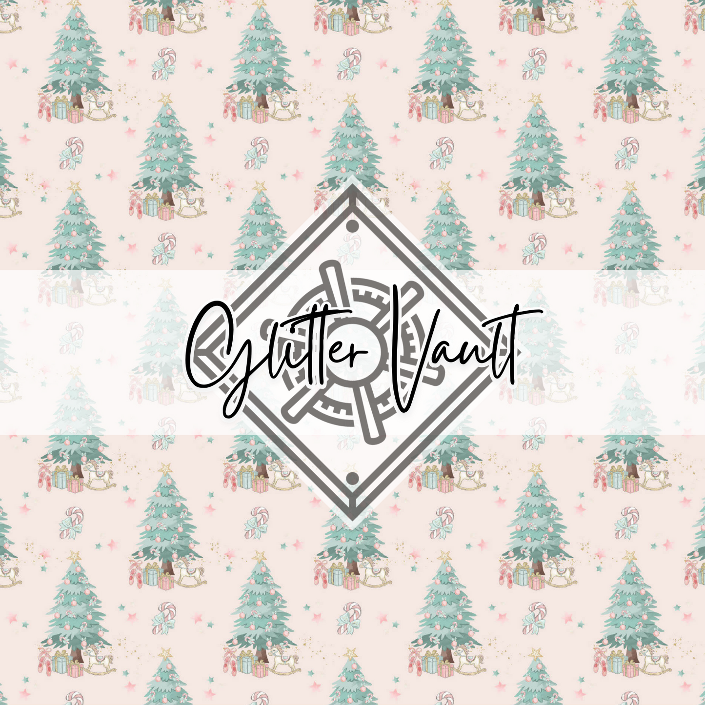 #3103 - Xmas Tree Vinyl Print - Off White