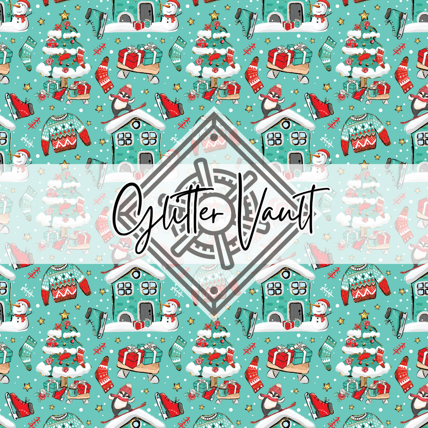 #3116 - Christmas Snow Vinyl Print - Green