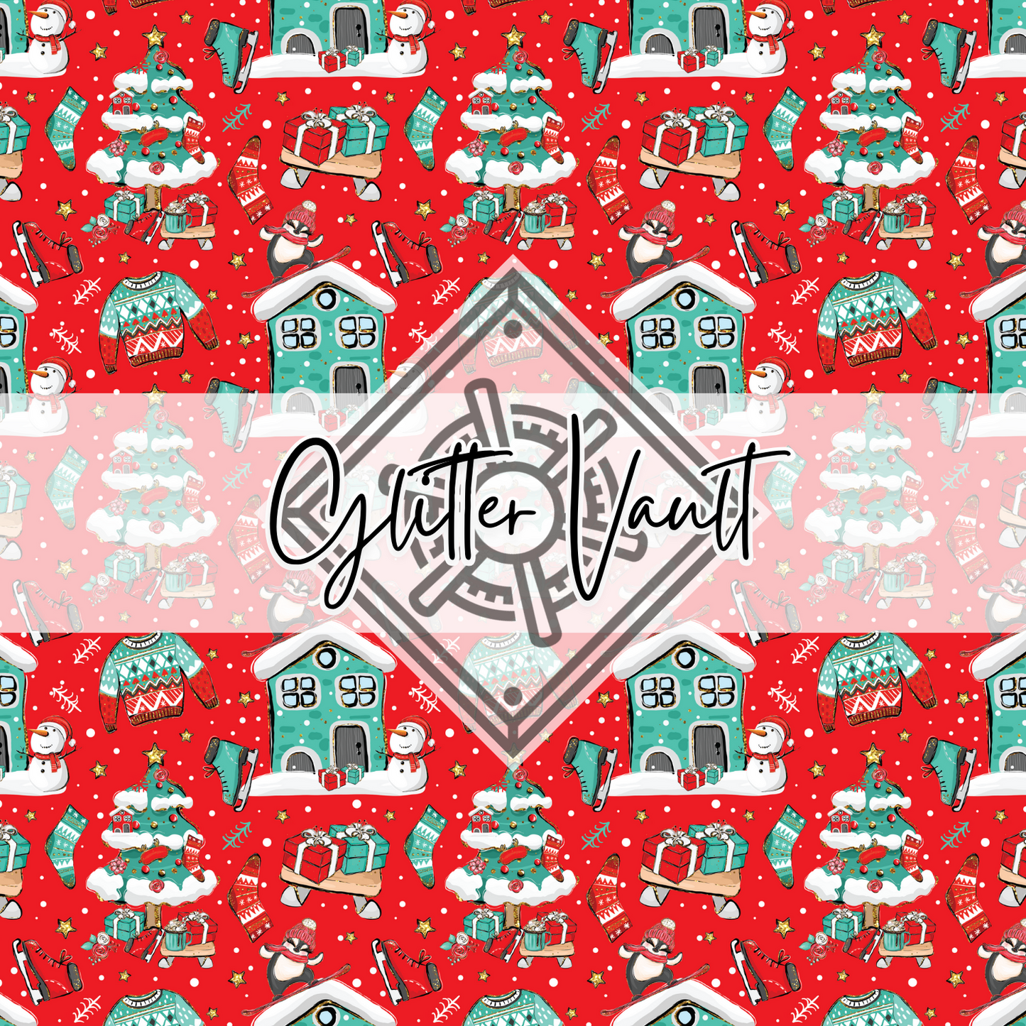#3118 - Christmas Snow Vinyl Print - Red