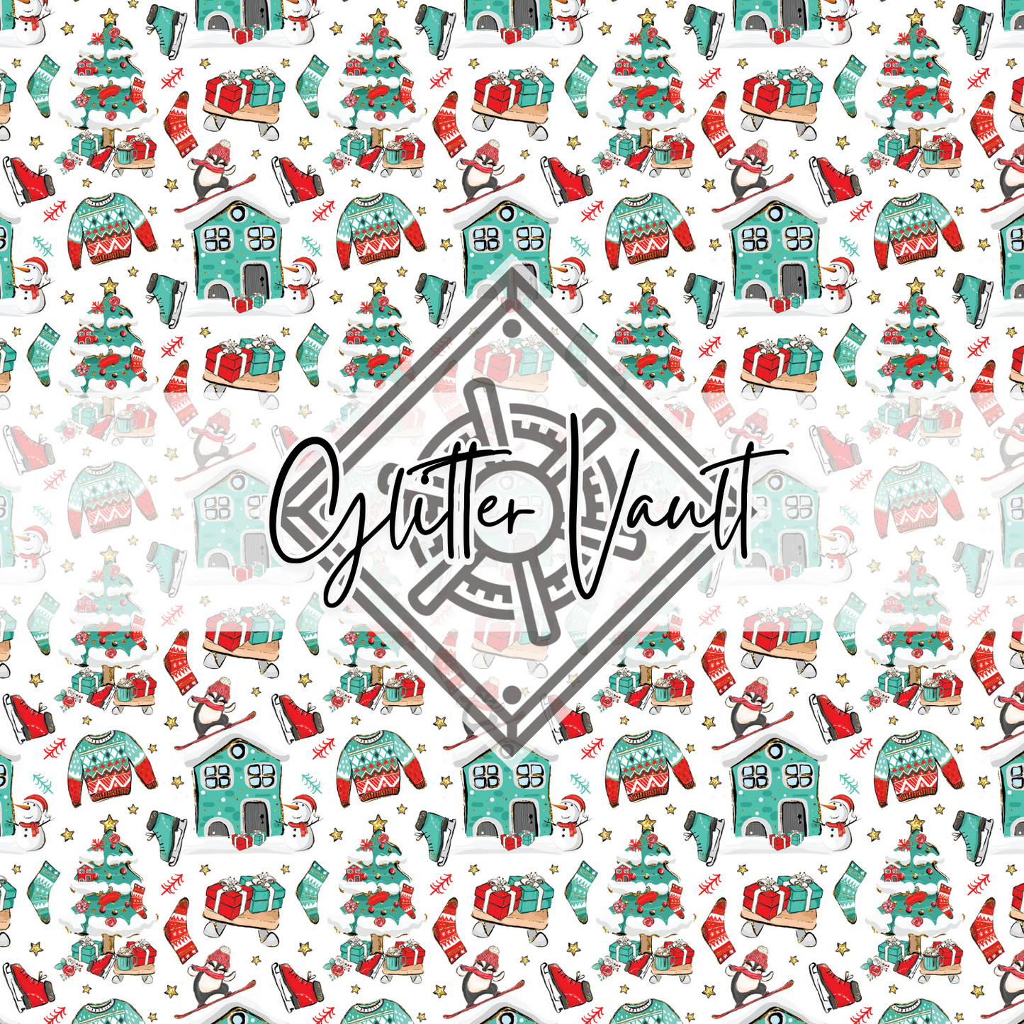 #3119 - Christmas Snow Vinyl Print - White