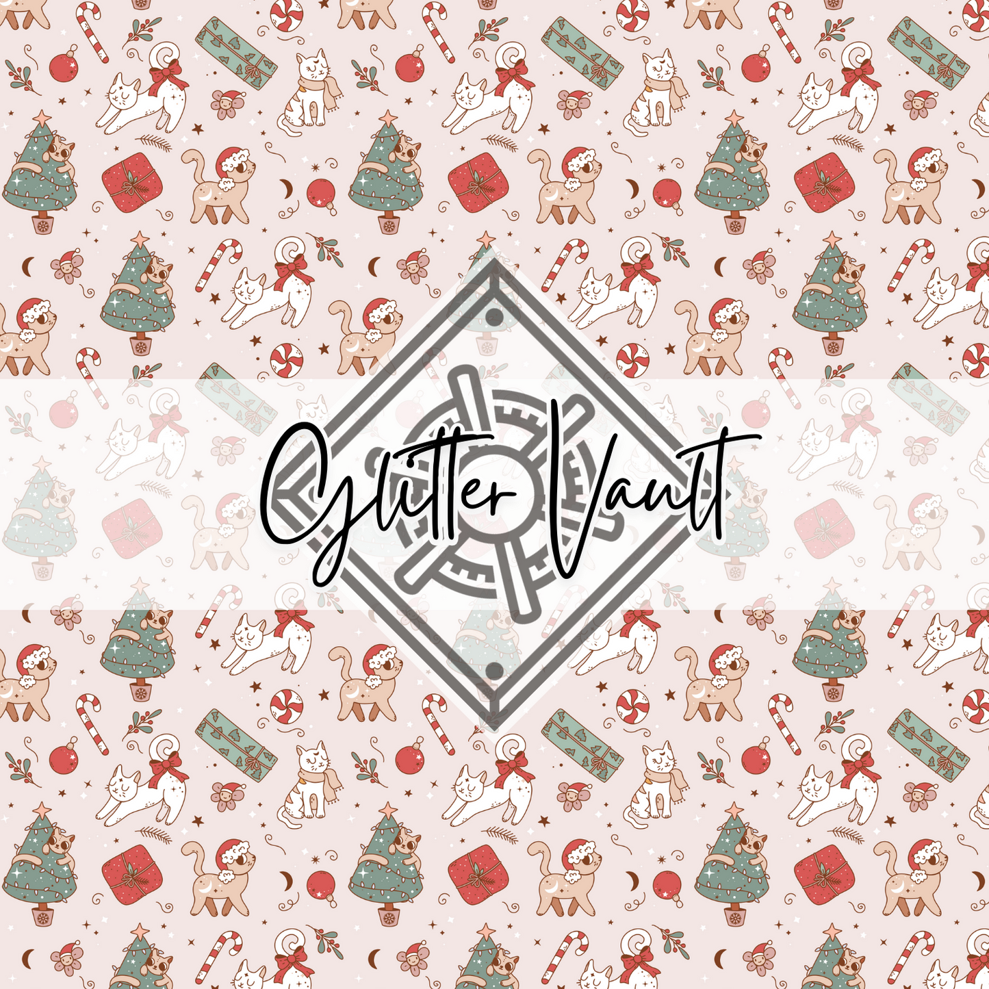 #3131 - Christmas Kitty Vinyl Print - Pink