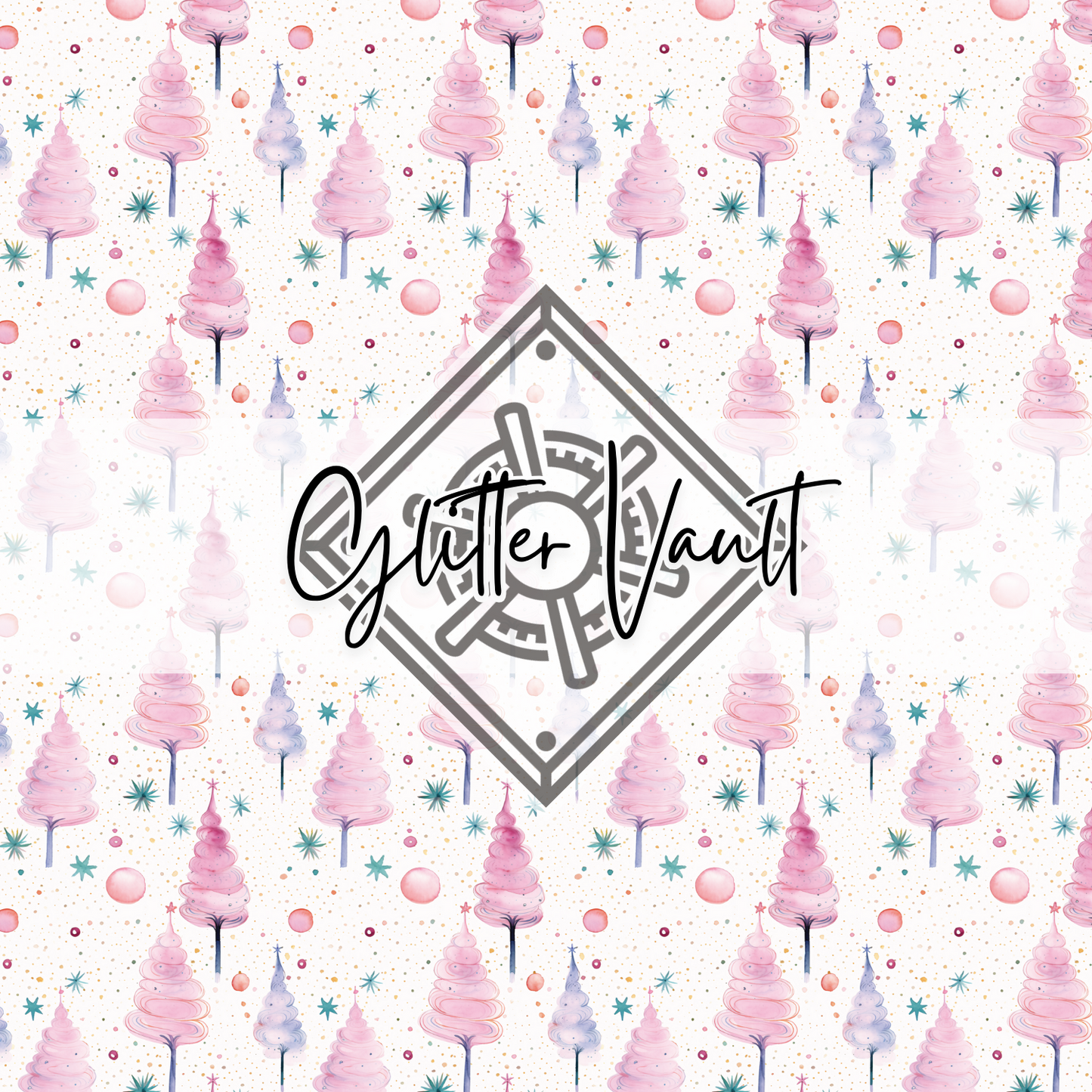 #3142 - Pastel Pink Christmas Vinyl Print - White