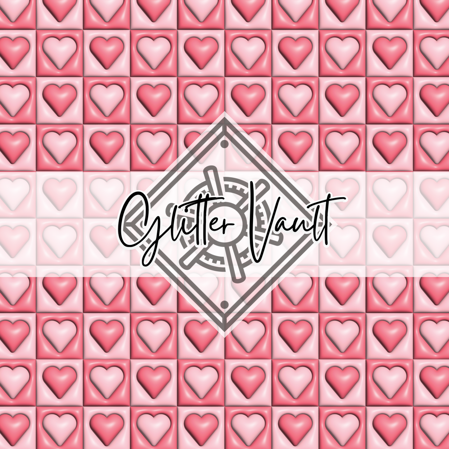 #3434 - Inflated Checker Heart Vinyl Print