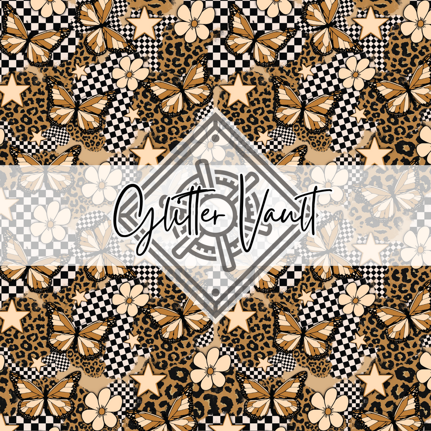 #4065 - Checkered Butterfly Vinyl Print - Large