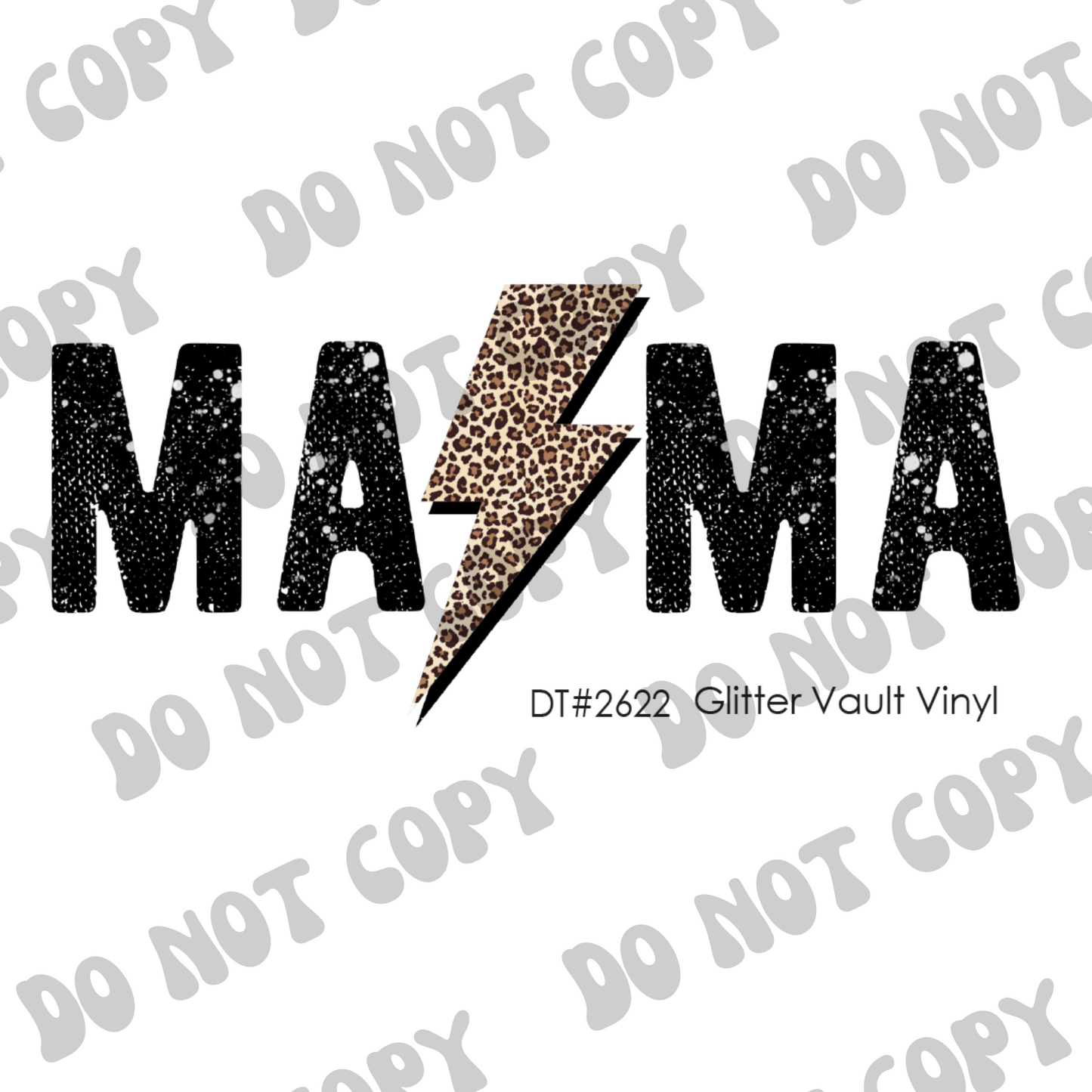 DT# 2622 - MAMA Leopard Print Bolt - Transparent Decal
