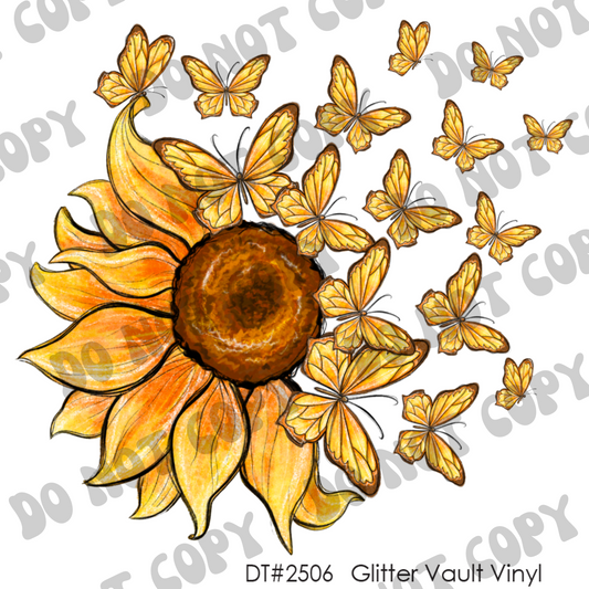 DT# 2507 - Sunflower Butterfly - Transparent Decal