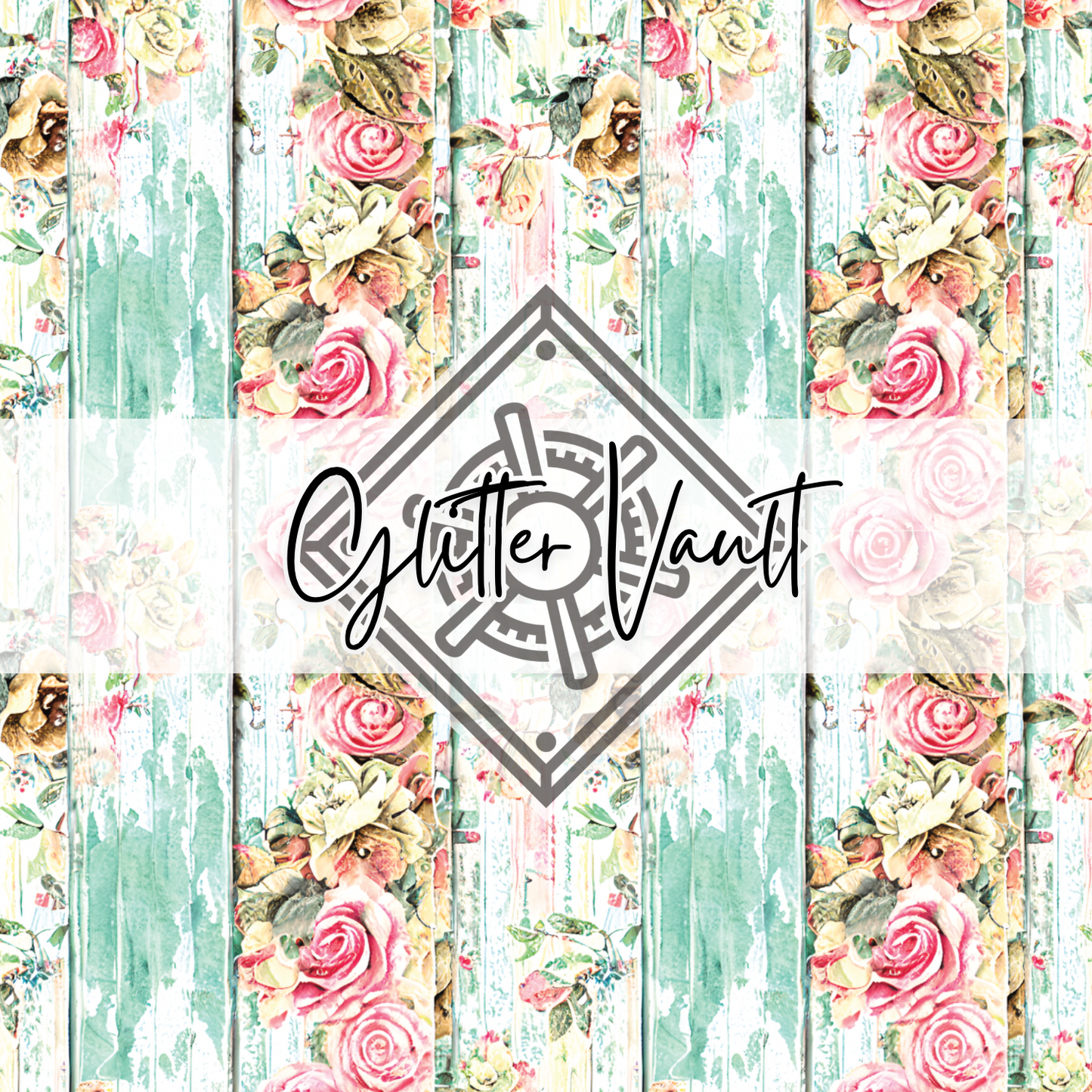 #9014 - Rustic Floral Wood Vinyl Print - Large