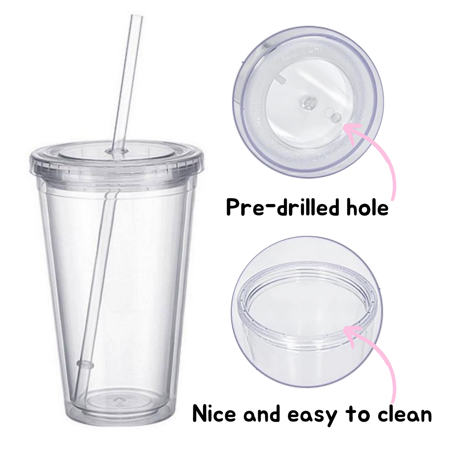 22oz Pre-drilled Acrylic Tumbler