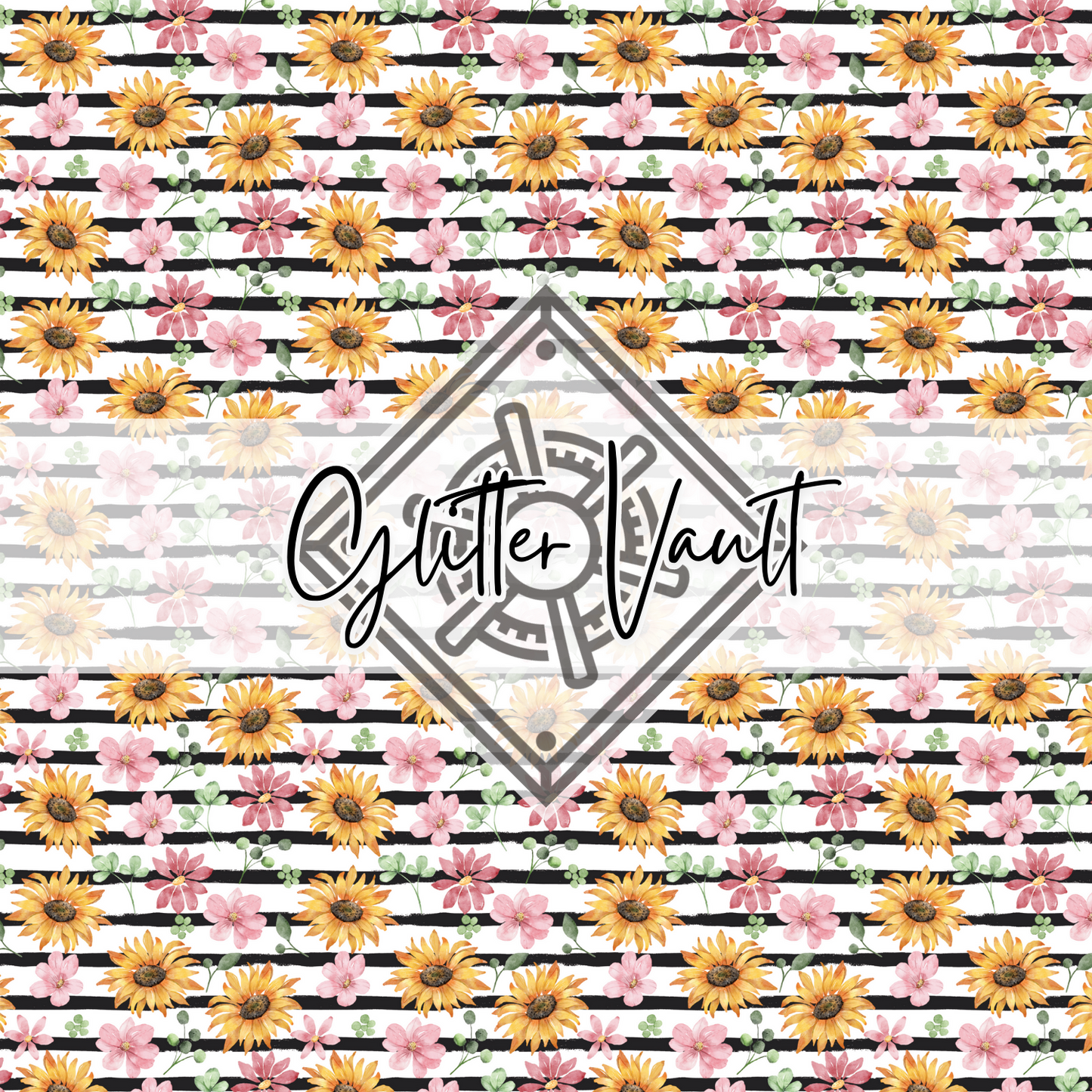 #1035 - Floral Stripes Vinyl Print - Small