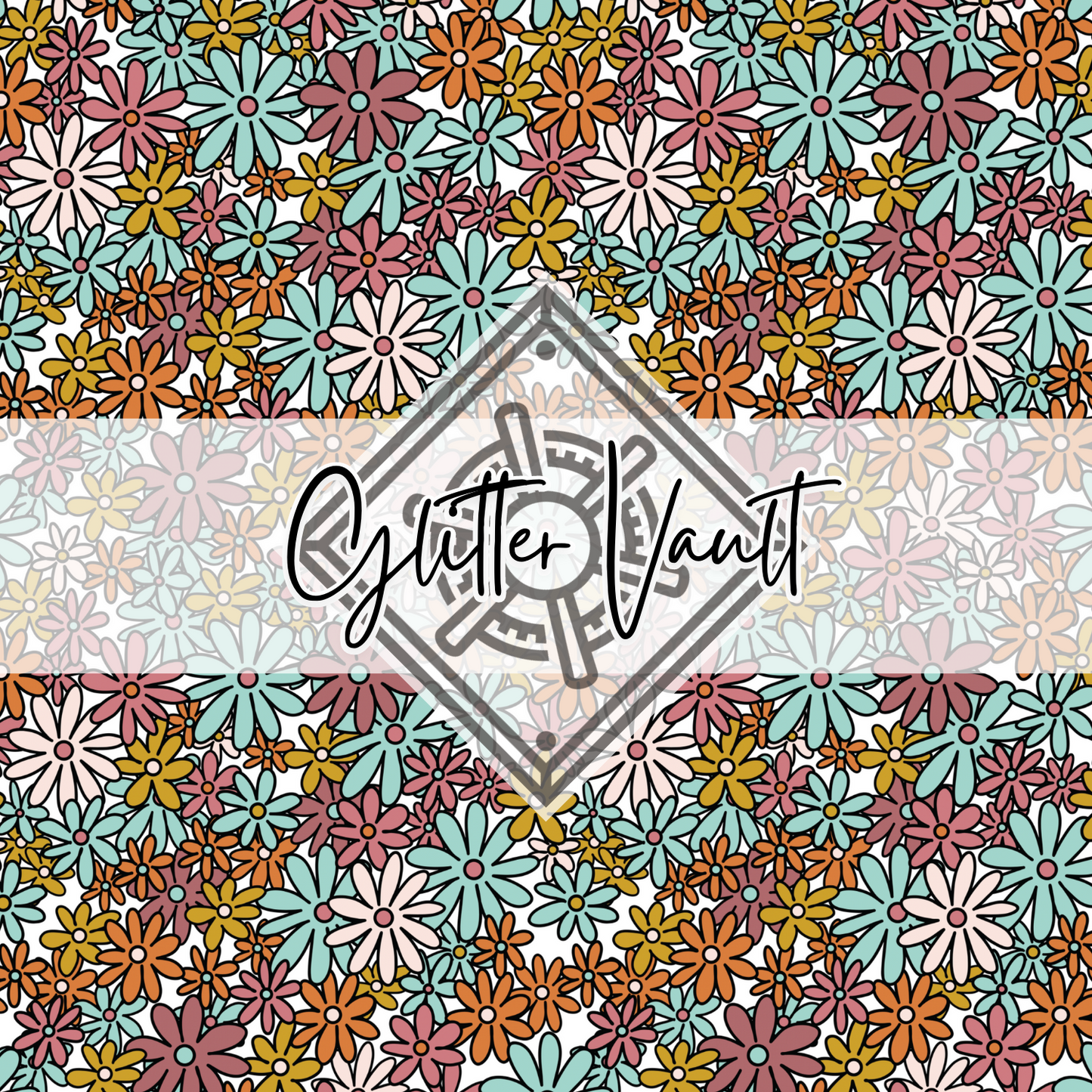 #1049 - Floral Doodles Vinyl Print - Small