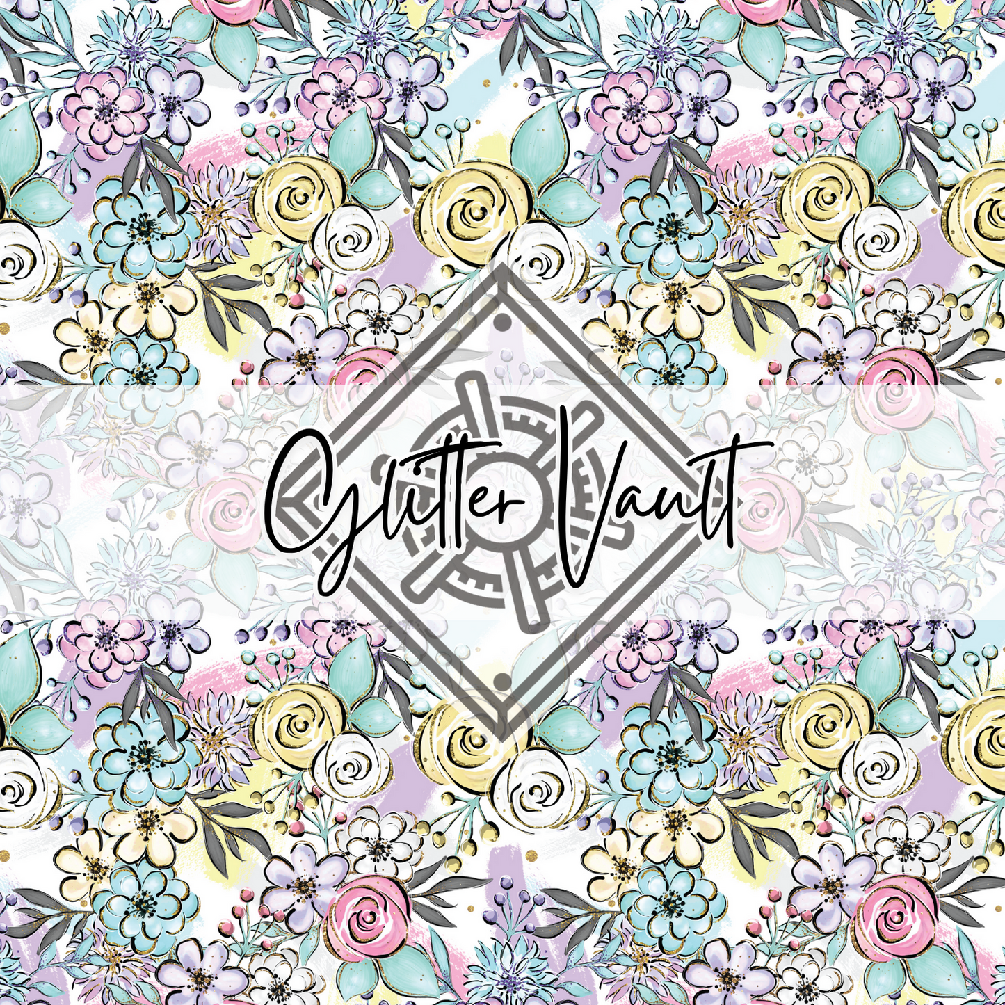 #1057 - Floral Doodles Vinyl Print