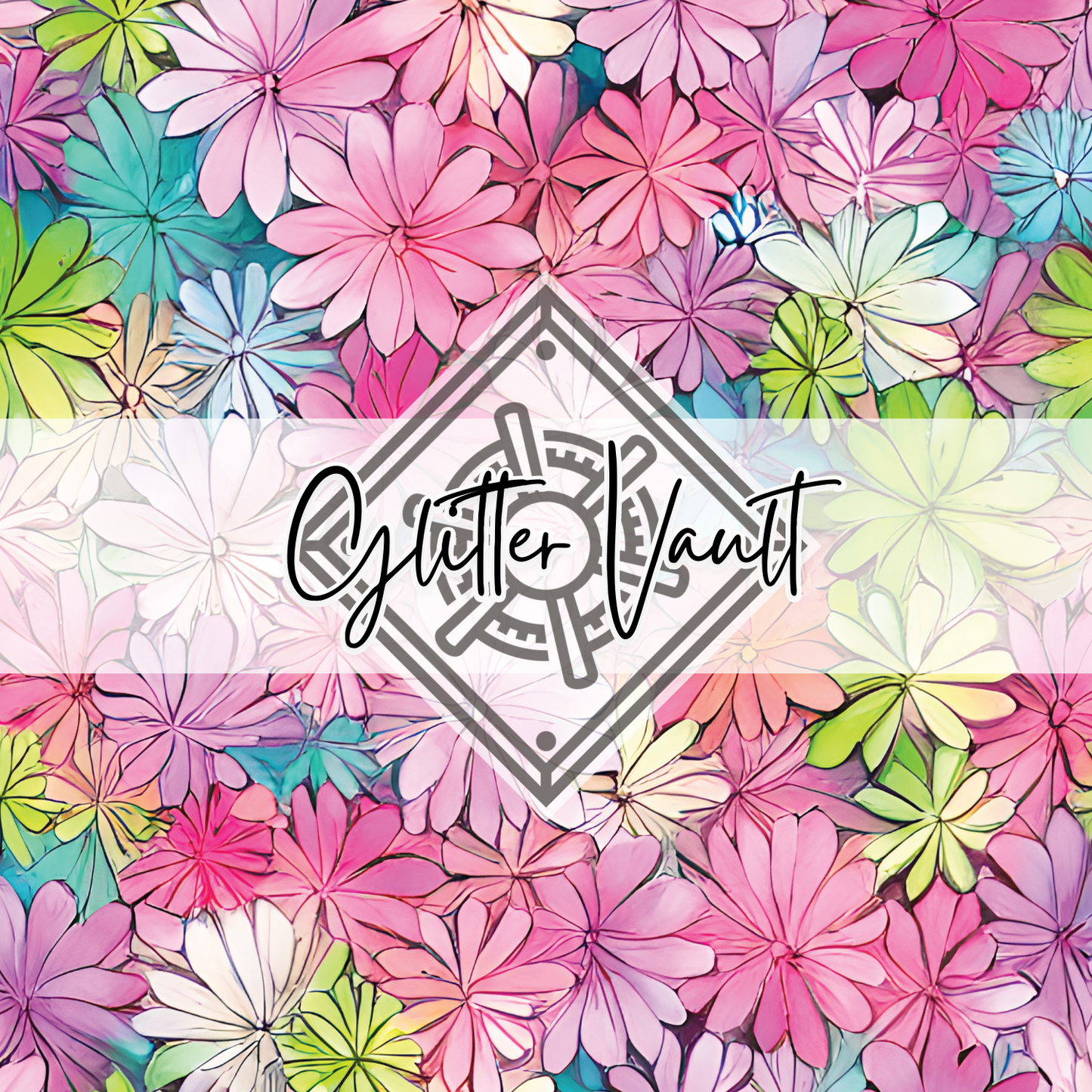 #1087 - Bright Floral Vinyl Print - Large