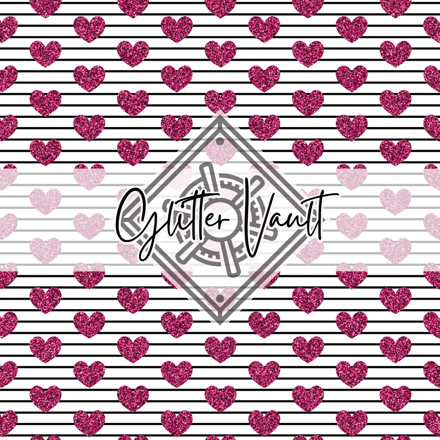 #3406 - Stripe Hearts Vinyl Print - Large
