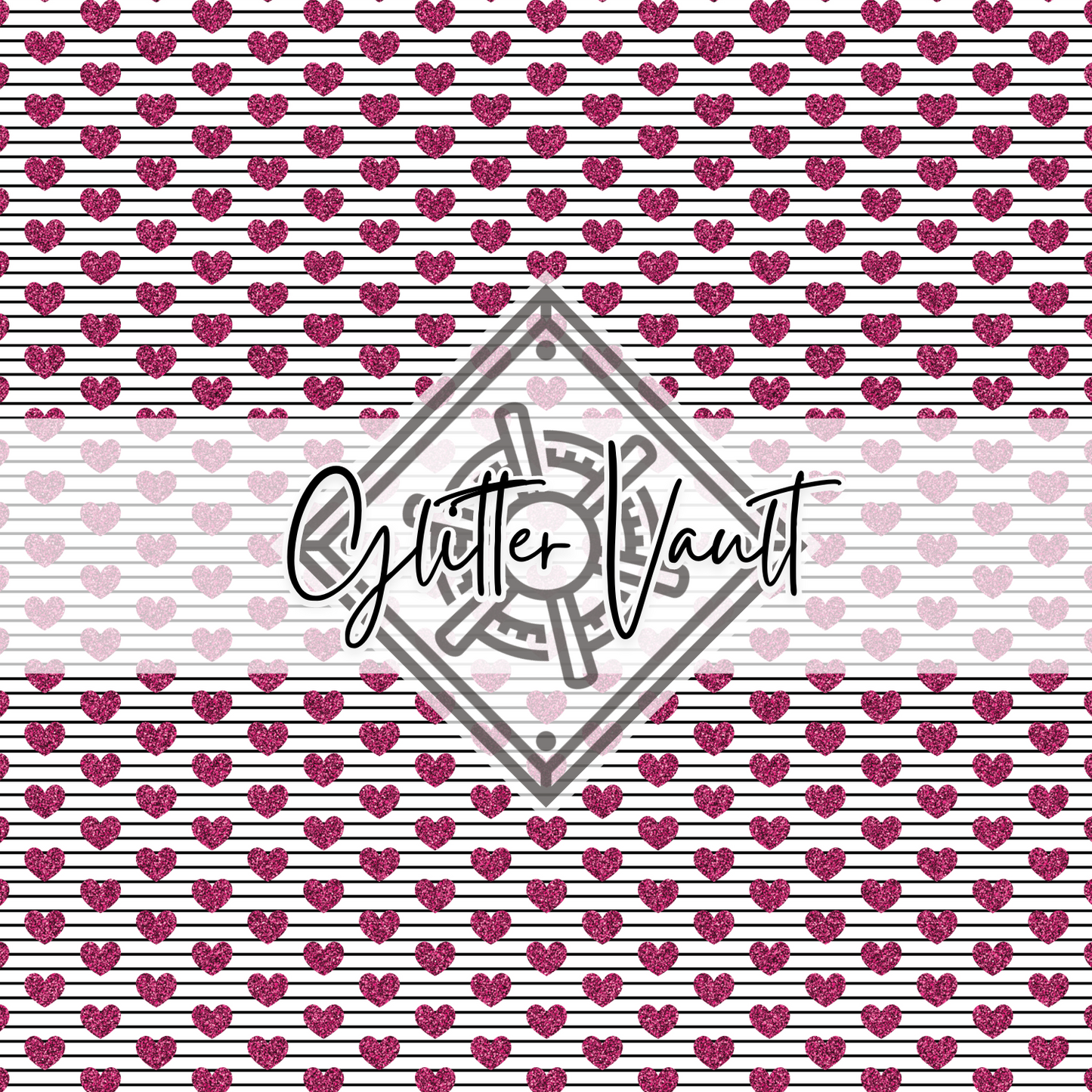 #3407 - Stripe Hearts Vinyl Print - Small