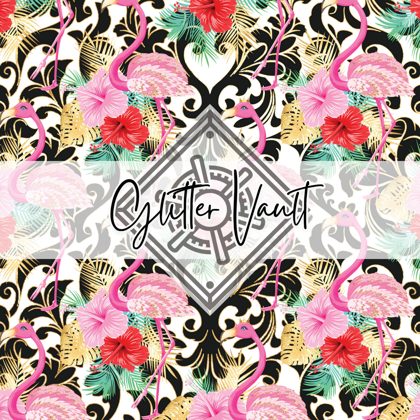 #7141 - Damask Flamingo Vinyl Print