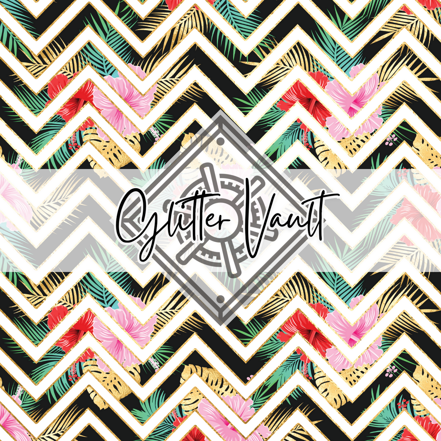 #7160 - Chevron Tropical Vinyl Print