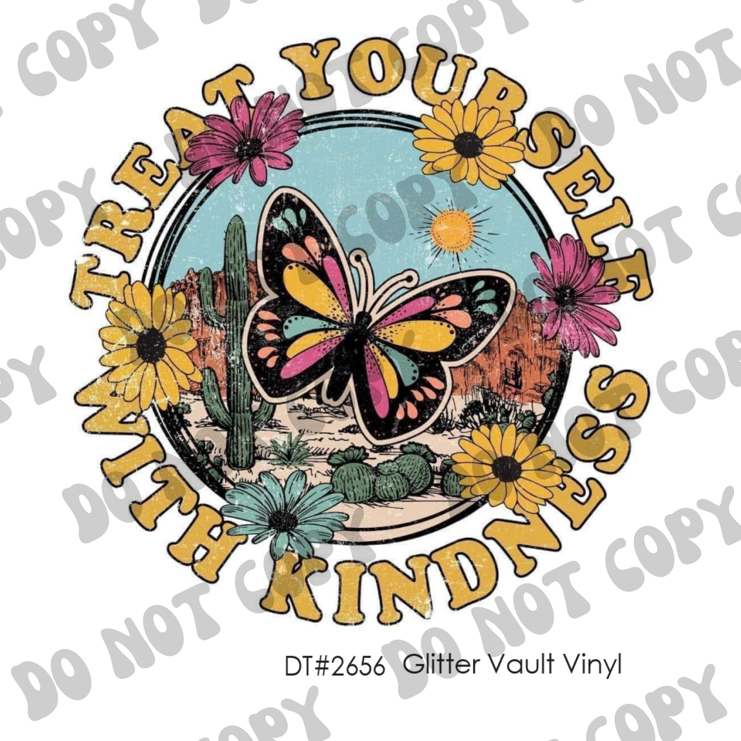 DT# 2656 - Treat Yourself With Kindness - Grunge Effect - Transparent Decal