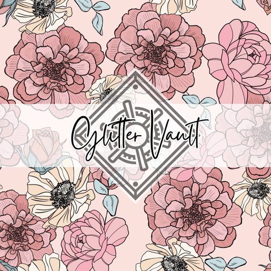 #1139 - Pastel Flowers Vinyl Print - Large