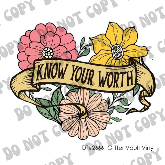DT# 2666 - Know Your Worth - Transparent Decal