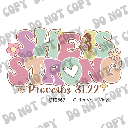 DT# 2667 - She Is Strong - Transparent Decal
