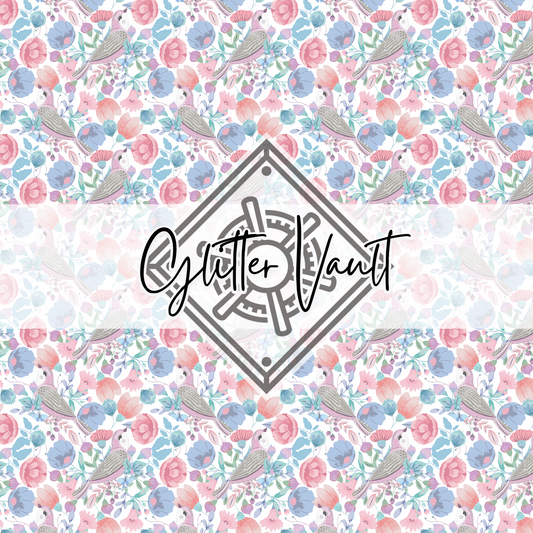 #1102 - Purples Foliage With Birds Vinyl Print
