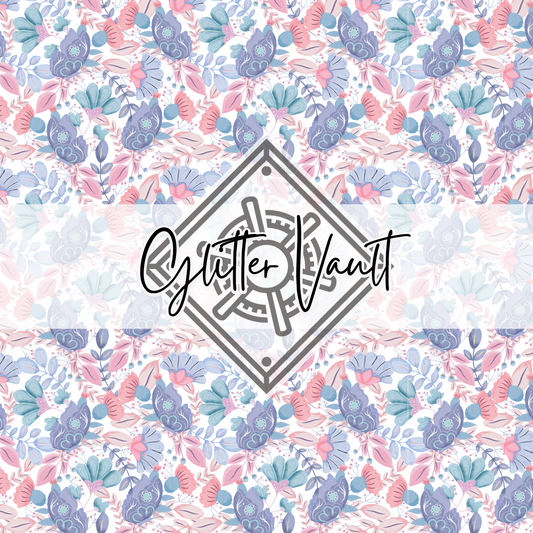#1103 - Purples Foliage With Butterflies Vinyl Print