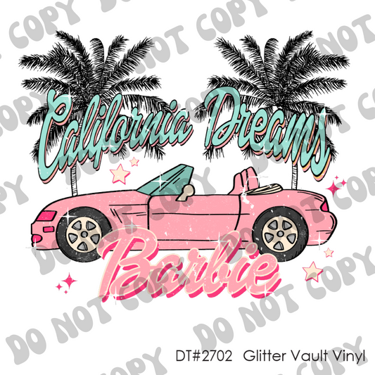 DT# 2702 - Barbie Car - Grunge Effect - Transparent Decal