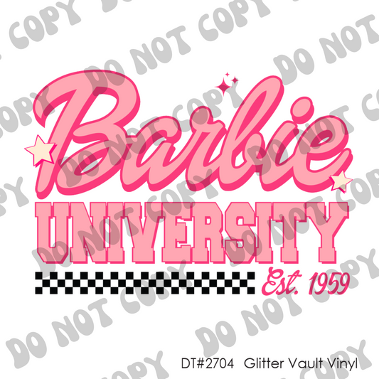 DT# 2704 - Barbie University - Transparent Decal