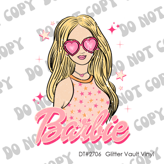 DT# 2706 - Barbie Love - Grunge Effect - Transparent Decal