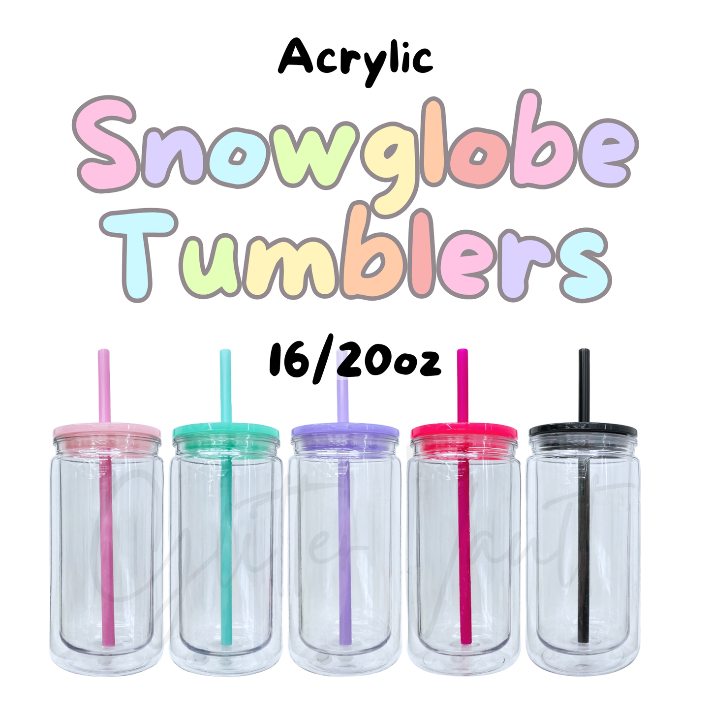 16oz - 20oz Acrylic Snowglobe Tumblers
