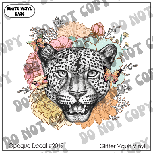 D# 2019 - Leopard Head Floral - Opaque Decal