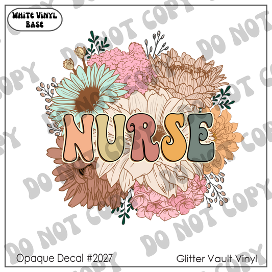 D# 2027 - Nurse Floral - Opaque Decal