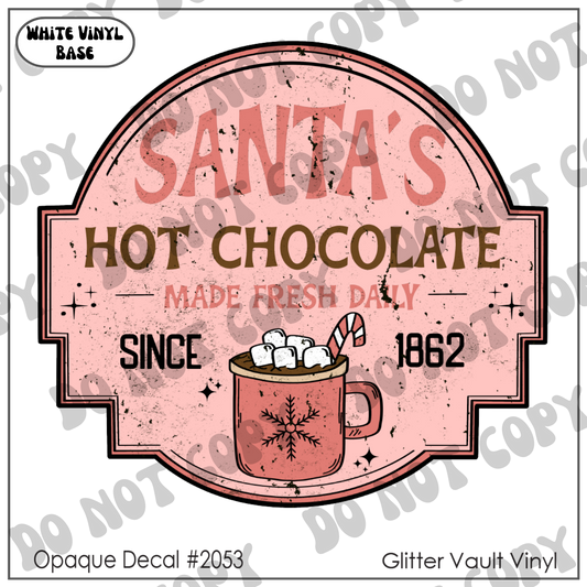 D# 2053 - Santa's Hot Choc - Black Grunge - Opaque Decal