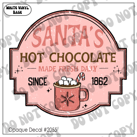 D# 2055 - Santa's Hot Choc - White Grunge - Opaque Decal