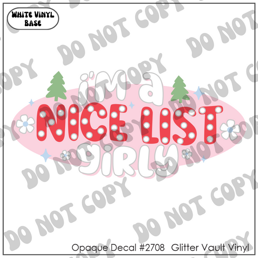 D# 2708 - Nice List - Opaque Decal