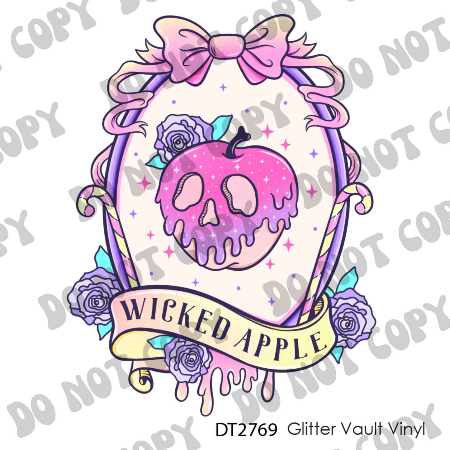 DT# 2769 - Kawaii Wicked Apple - Transparent Decal