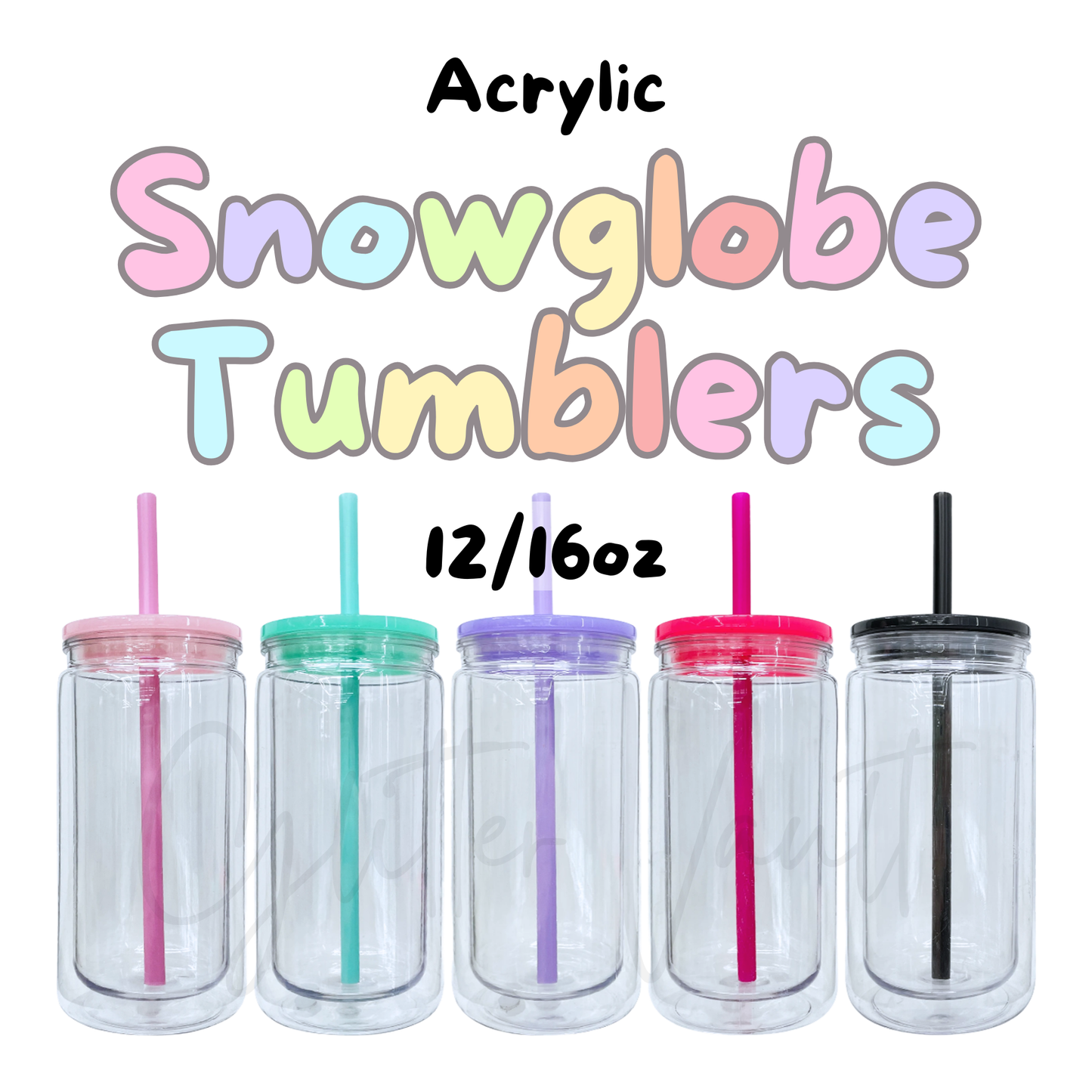 12oz-16oz Acrylic Snowglobe Tumblers