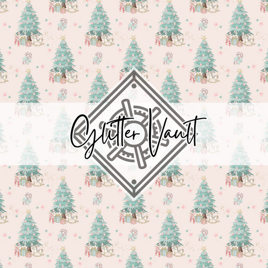#3103 - Xmas Tree Vinyl Print - Off White