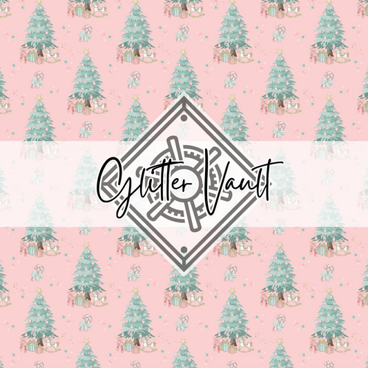 #3104 - Xmas Tree Vinyl Print - Pink