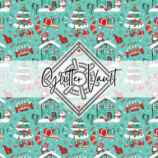 #3116 - Christmas Snow Vinyl Print - Green