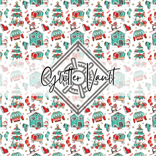 #3119 - Christmas Snow Vinyl Print - White