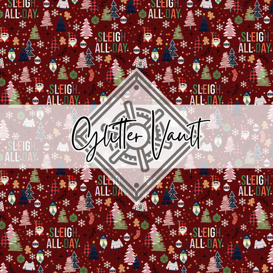 #3156 - Sleigh All Day Vinyl Print - Maroon