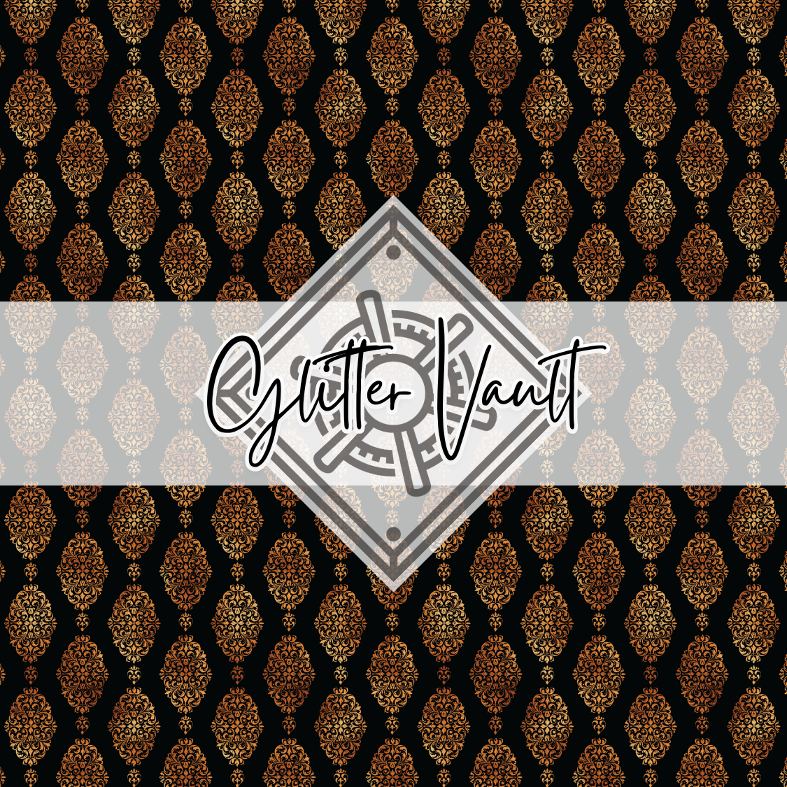 #3304 - Black + Copper Damask Vinyl Print
