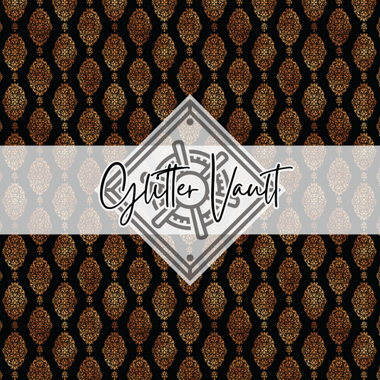 #3304 - Black + Copper Damask Vinyl Print