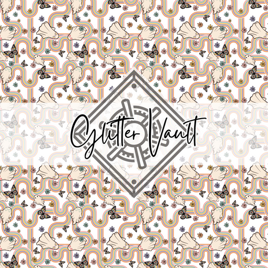 #3349 - Rainbow Ghosties Vinyl Print - White - EXCLUSIVE design